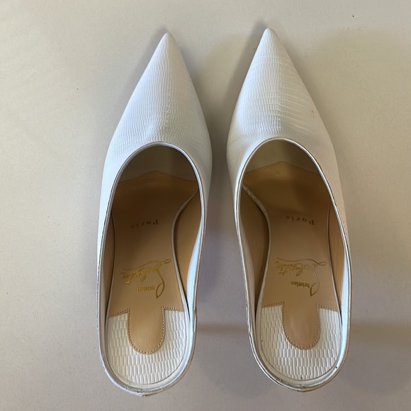 Christian Louboutin White Lizard Effect Leather Point-toe Slip-on Zarli Mules - Picture 5 of 15